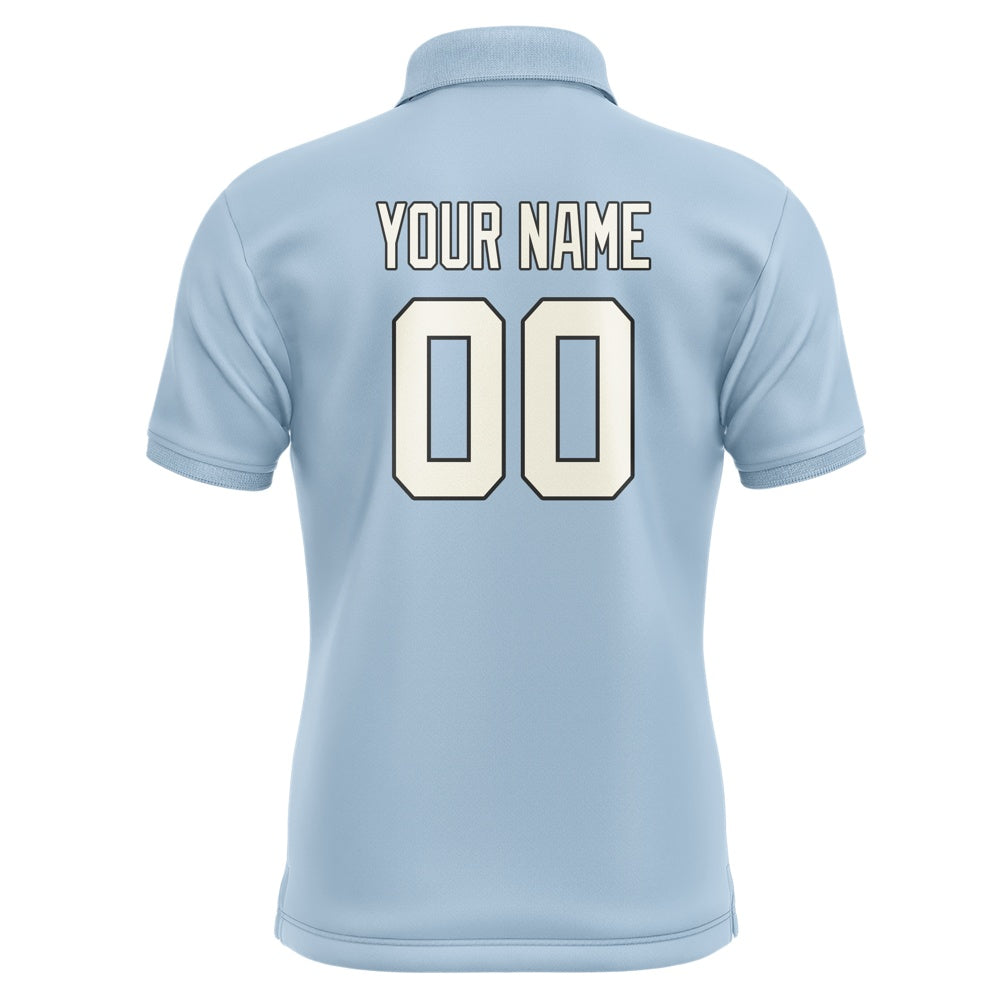 Custom Light Blue Cream Short-Sleeve Polo Shirt