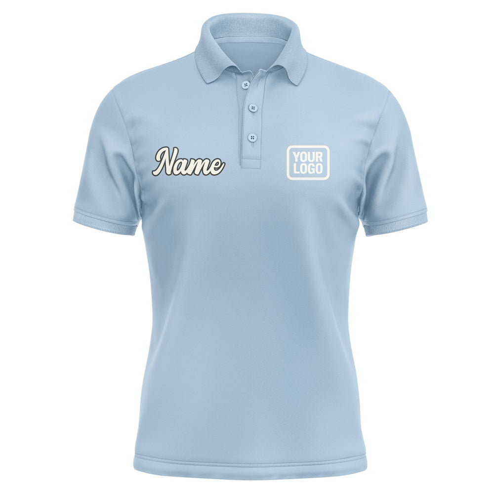 Custom Light Blue Cream Short-Sleeve Polo Shirt