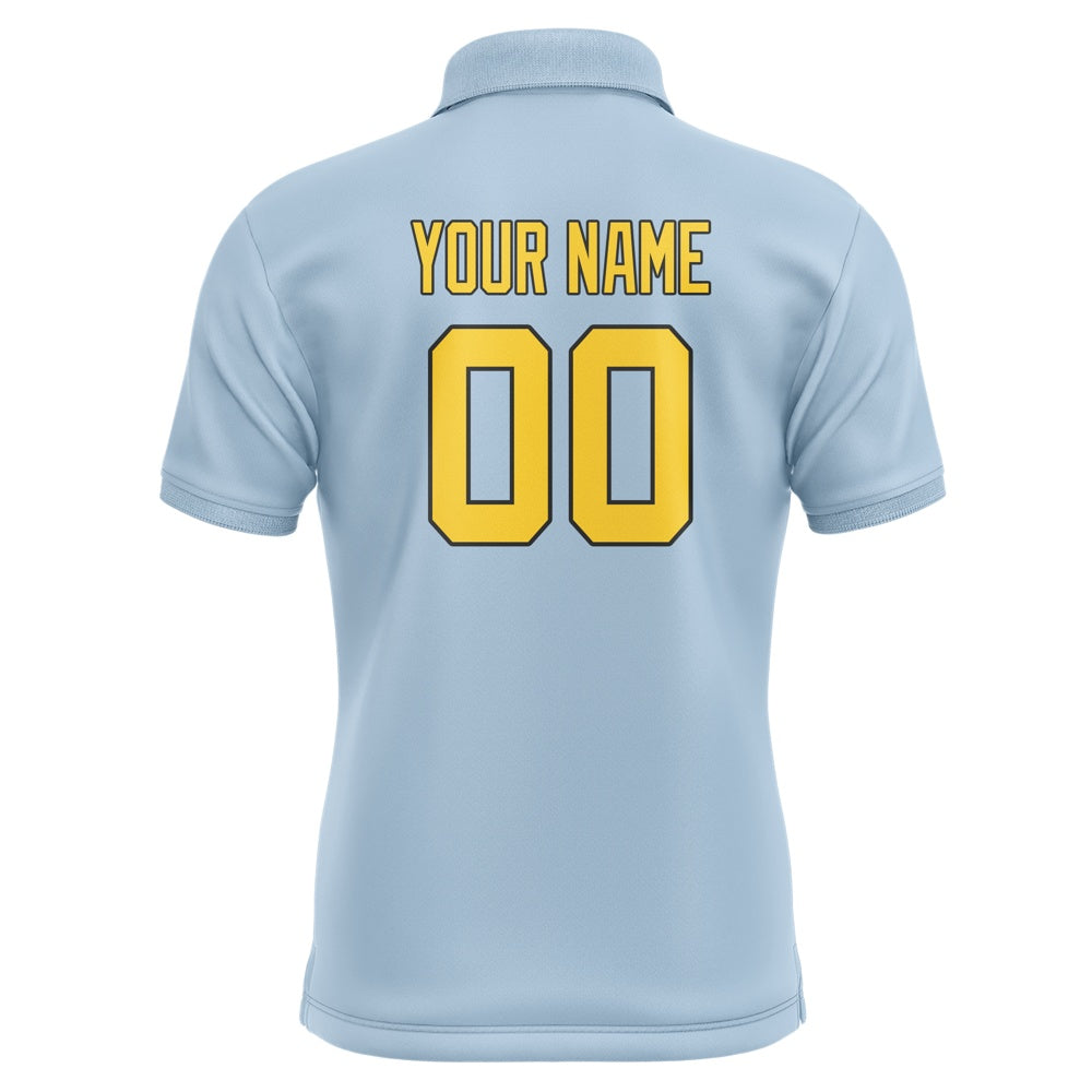 Custom Light Blue Gold Short-Sleeve Polo Shirt