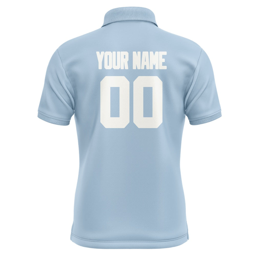 Custom Light Blue White Short-Sleeve Polo Shirt