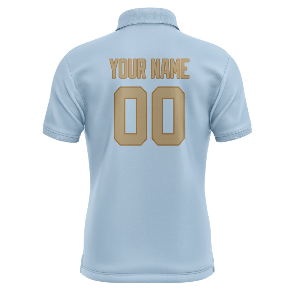 Custom Light Blue Light Khaki Short-Sleeve Polo Shirt