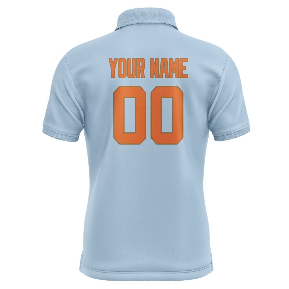 Custom Light Blue Orange Short-Sleeve Polo Shirt