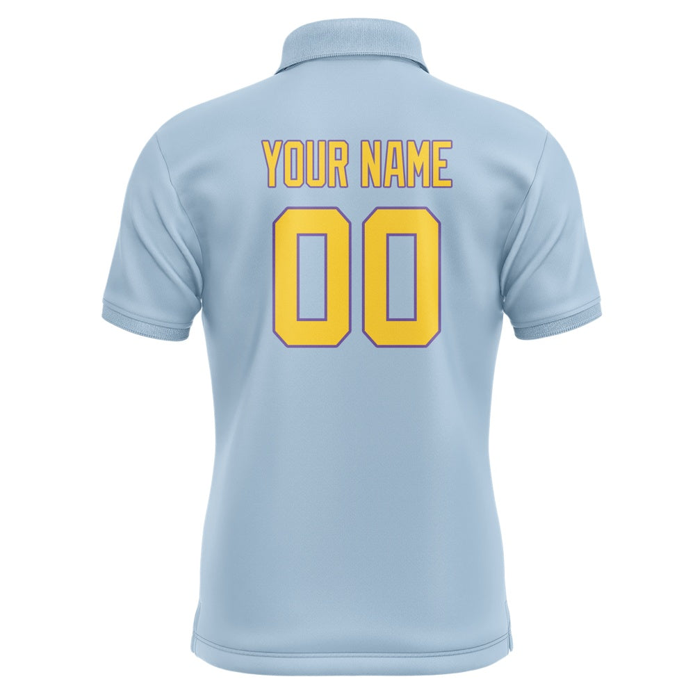 Custom Light Blue Gold Short-Sleeve Polo Shirt