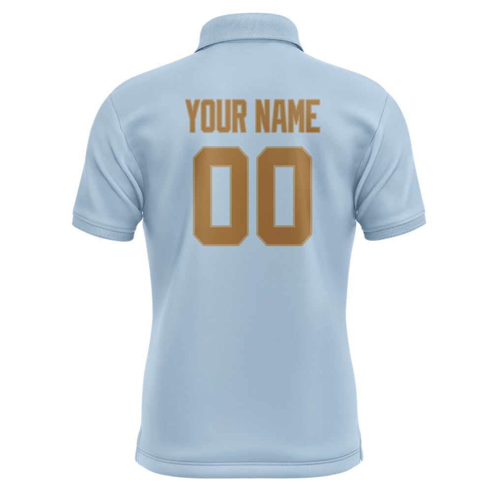 Custom Light Blue Khaki Short-Sleeve Polo Shirt