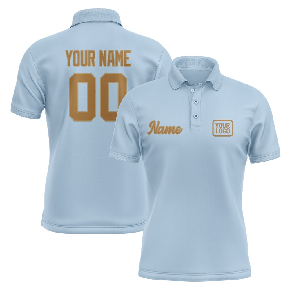Custom Light Blue Khaki Short-Sleeve Polo Shirt