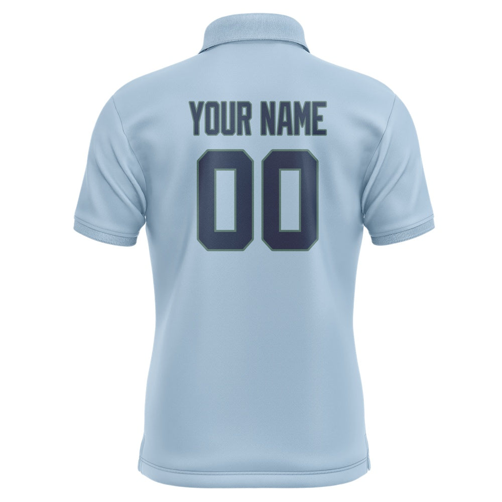 Custom Light Blue Blue Short-Sleeve Polo Shirt