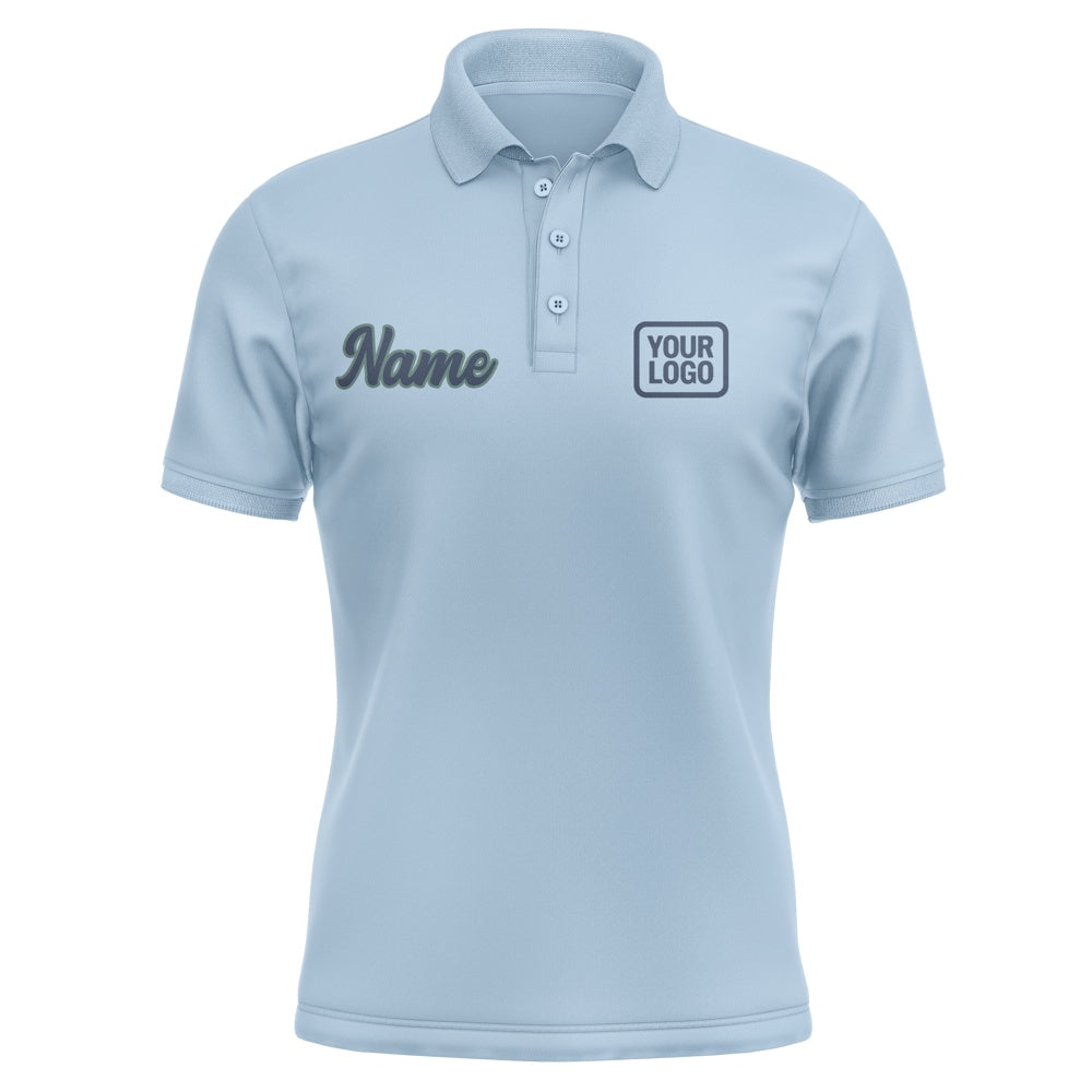 Custom Light Blue Blue Short-Sleeve Polo Shirt