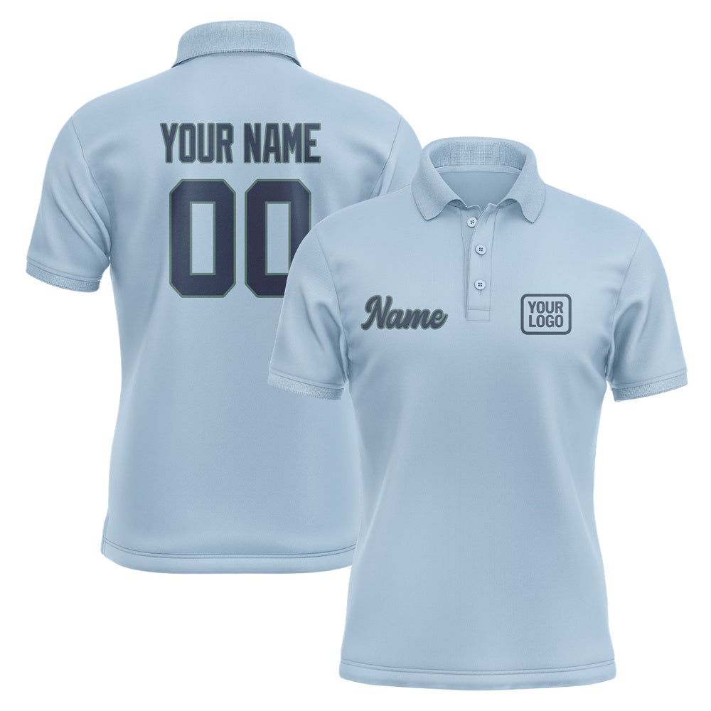 Custom Light Blue Blue Short-Sleeve Polo Shirt