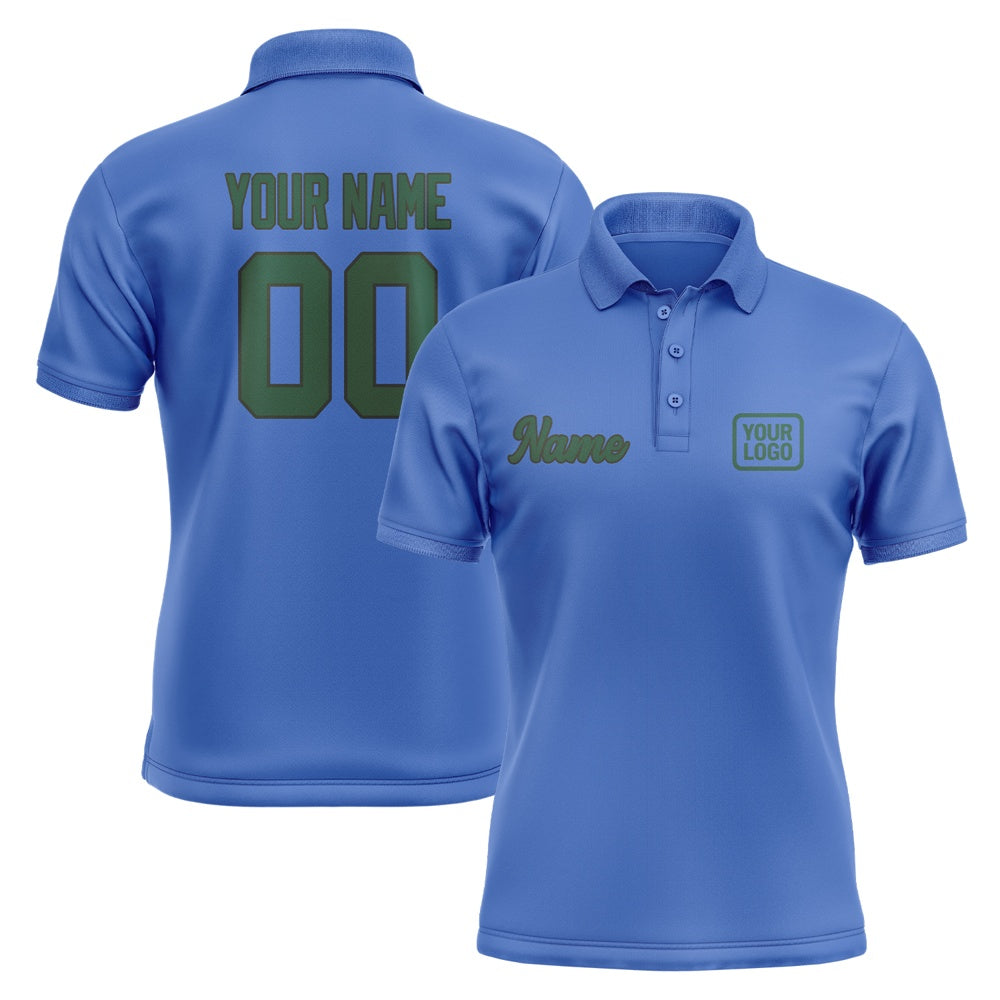 Custom Sky Blue Green Short-Sleeve Polo Shirt