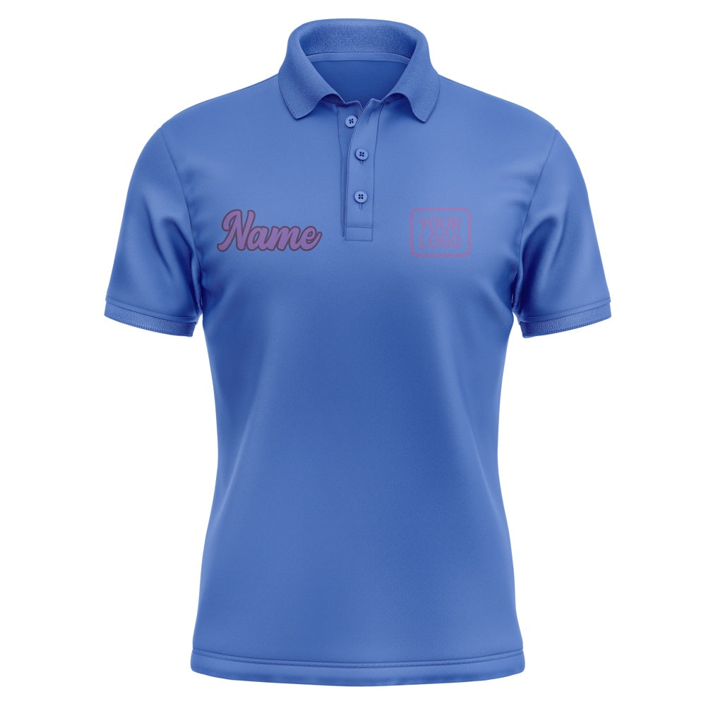 Custom Sky Blue Light Purple Short-Sleeve Polo Shirt