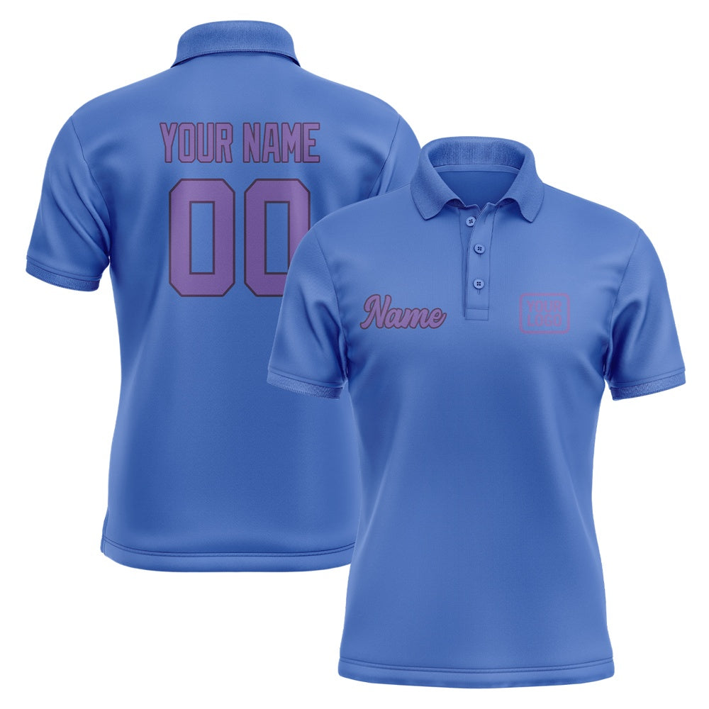 Custom Sky Blue Light Purple Short-Sleeve Polo Shirt