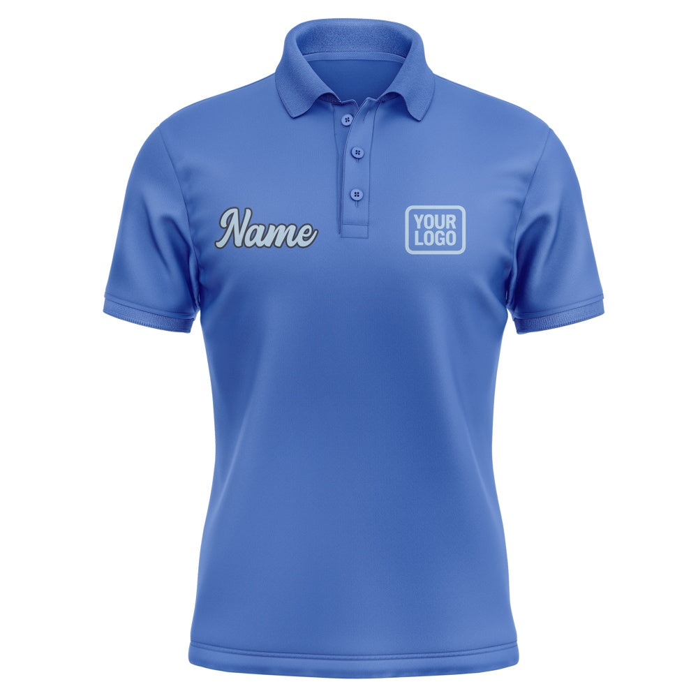 Custom Sky Blue Light Blue Short-Sleeve Polo Shirt
