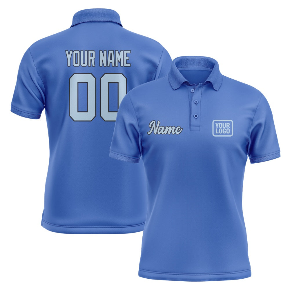 Custom Sky Blue Light Blue Short-Sleeve Polo Shirt