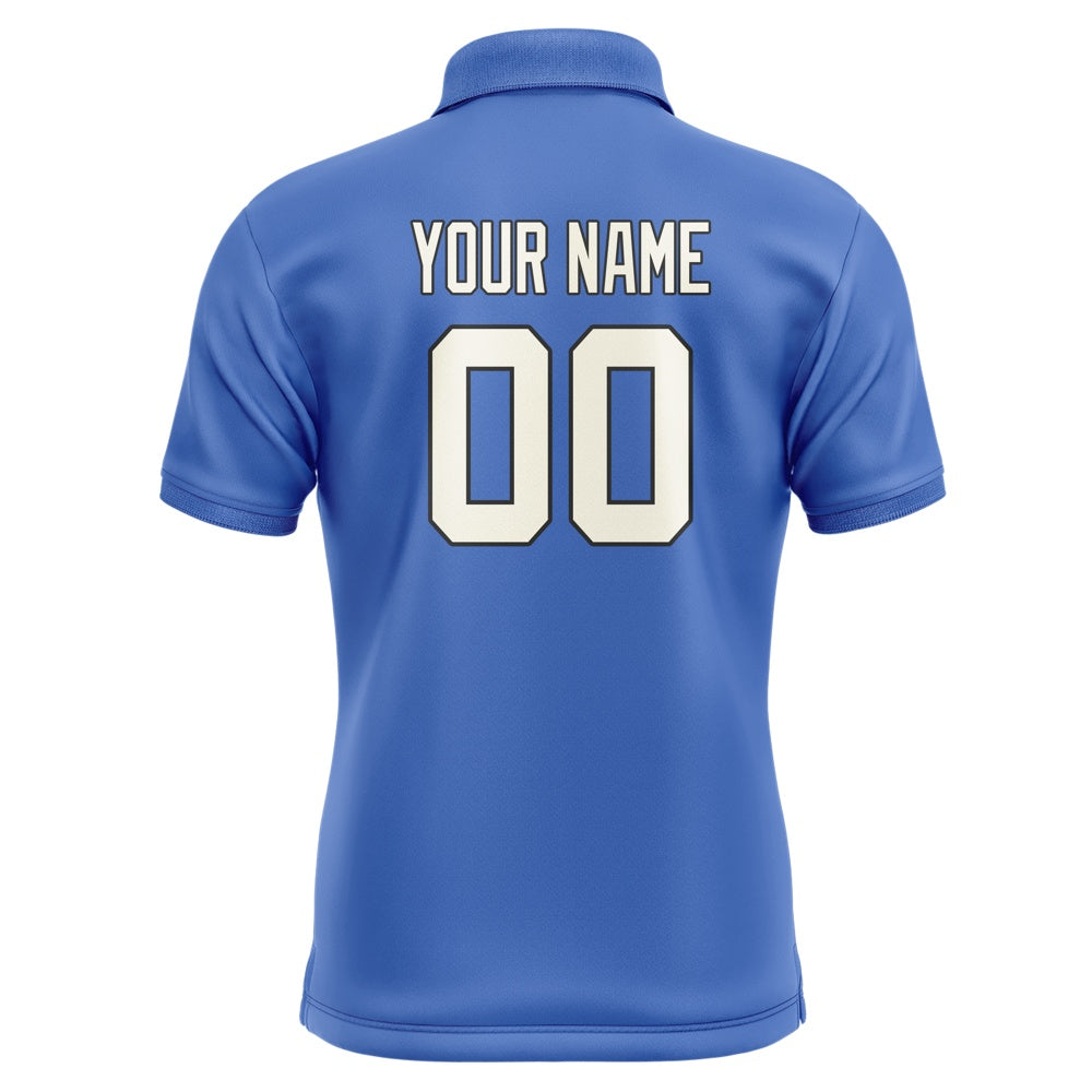 Custom Sky Blue Cream Short-Sleeve Polo Shirt