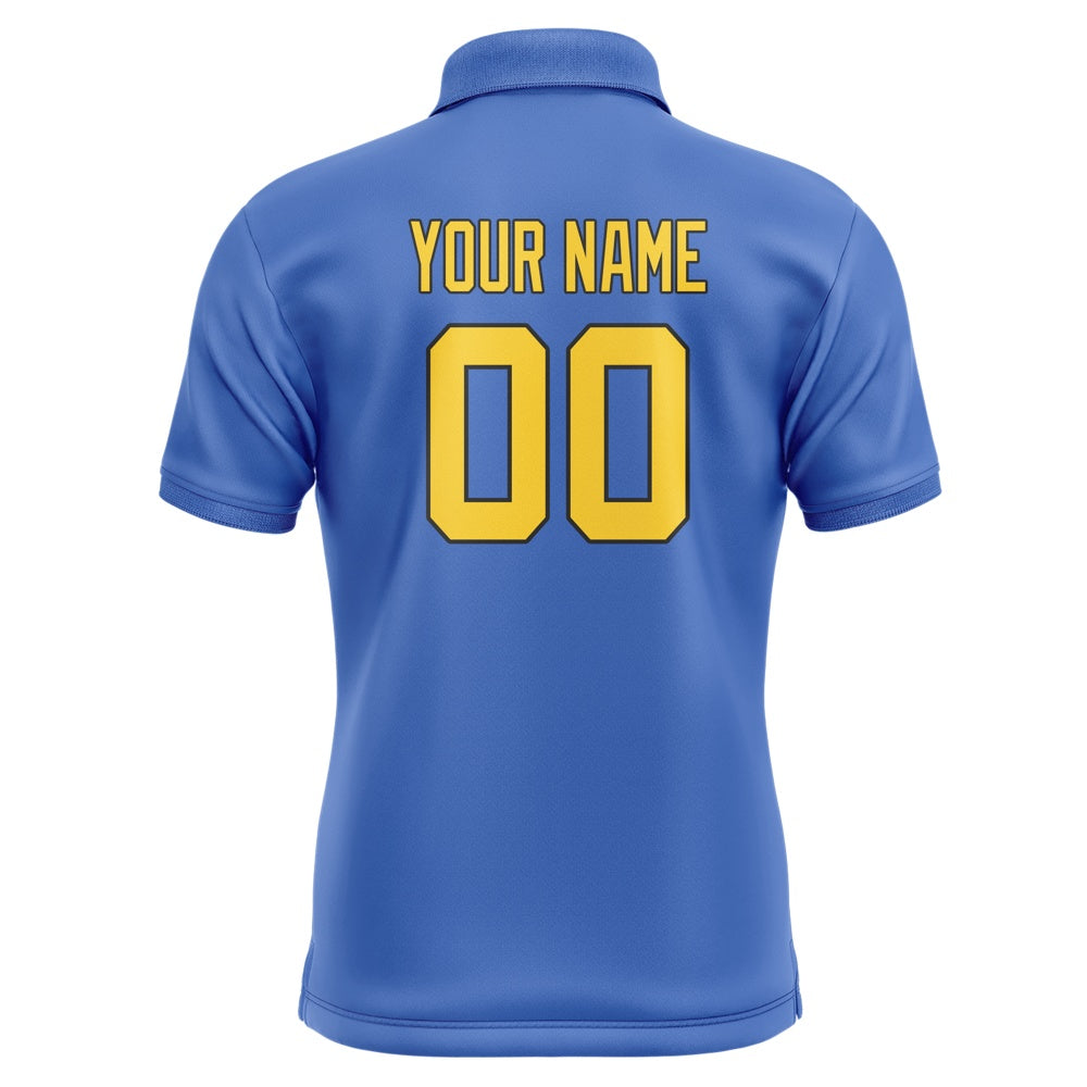 Custom Sky Blue Gold Short-Sleeve Polo Shirt