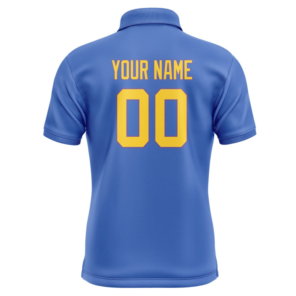 Custom Sky Blue Gold Short-Sleeve Polo Shirt