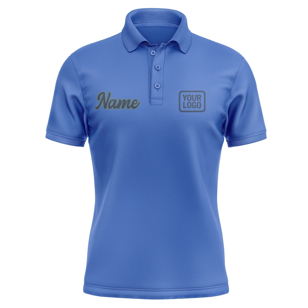 Custom Sky Blue Blue Short-Sleeve Polo Shirt