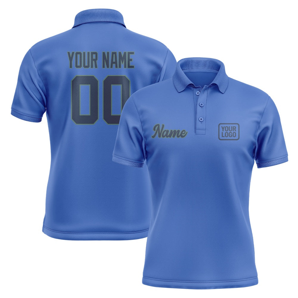 Custom Sky Blue Blue Short-Sleeve Polo Shirt