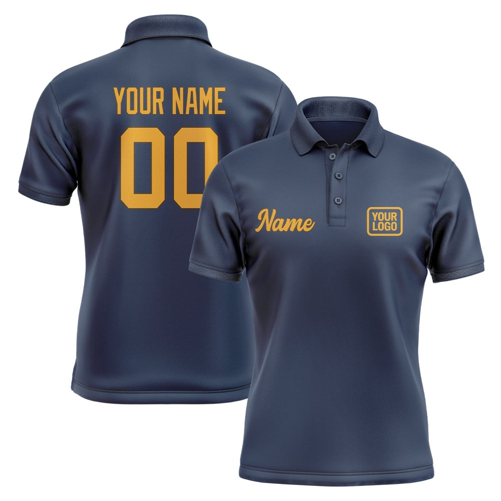 Custom Blue Yellow Short-Sleeve Polo Shirt