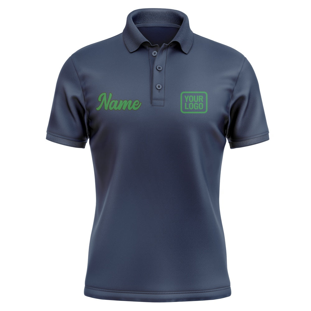 Custom Blue Emerald Green Short-Sleeve Polo Shirt