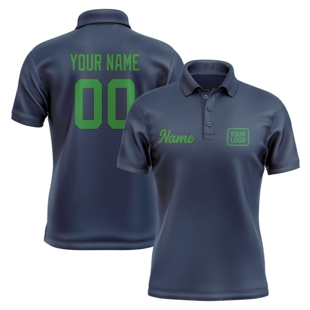 Custom Blue Emerald Green Short-Sleeve Polo Shirt