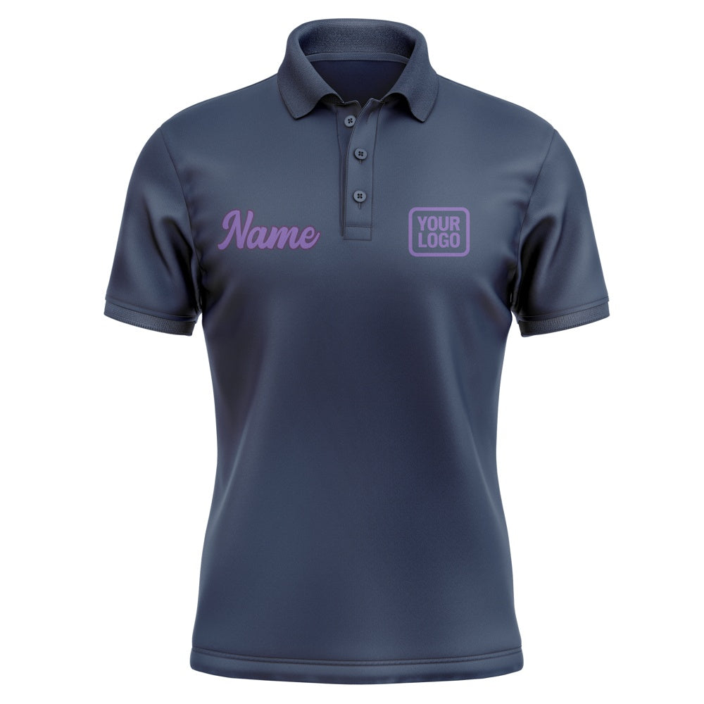Custom Blue Light Purple Short-Sleeve Polo Shirt
