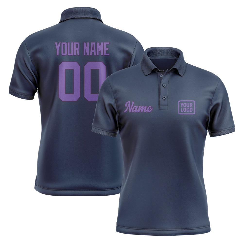 Custom Blue Light Purple Short-Sleeve Polo Shirt
