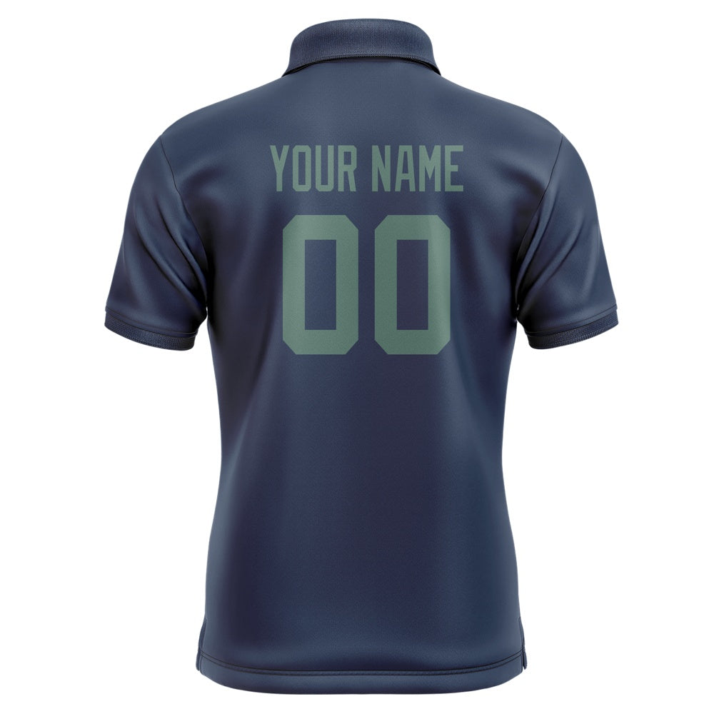 Custom Blue Blue Green Short-Sleeve Polo Shirt