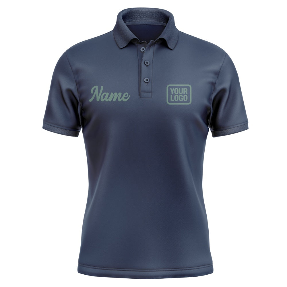 Custom Blue Blue Green Short-Sleeve Polo Shirt