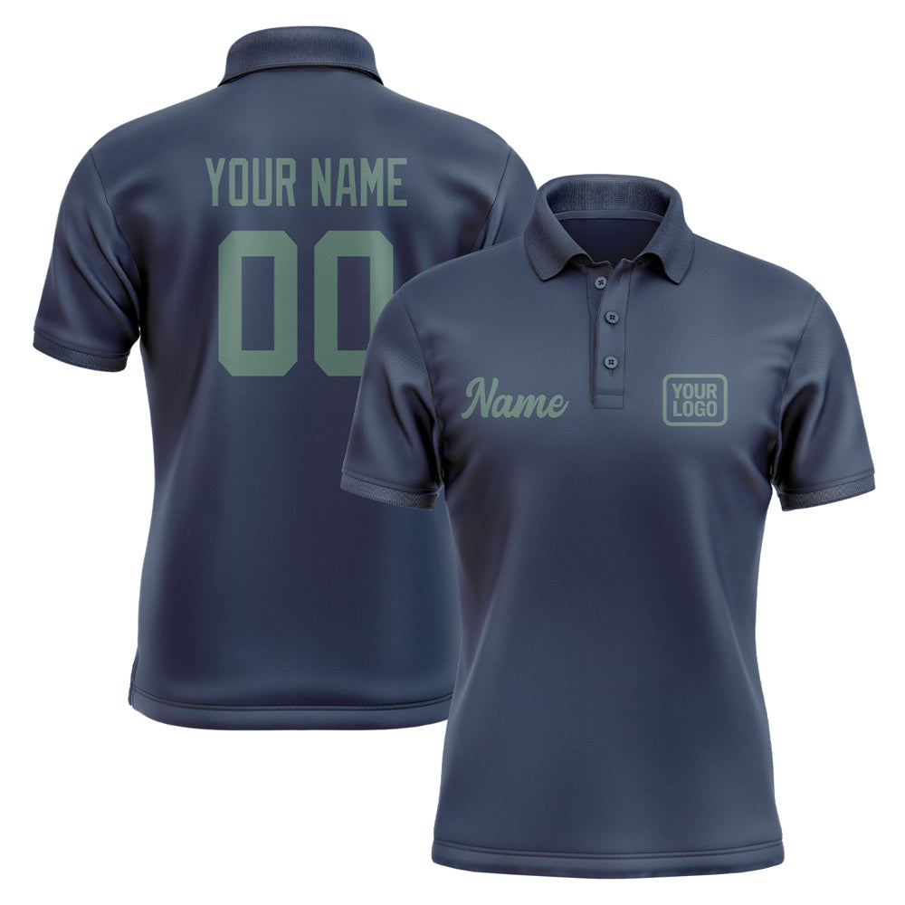 Custom Blue Blue Green Short-Sleeve Polo Shirt