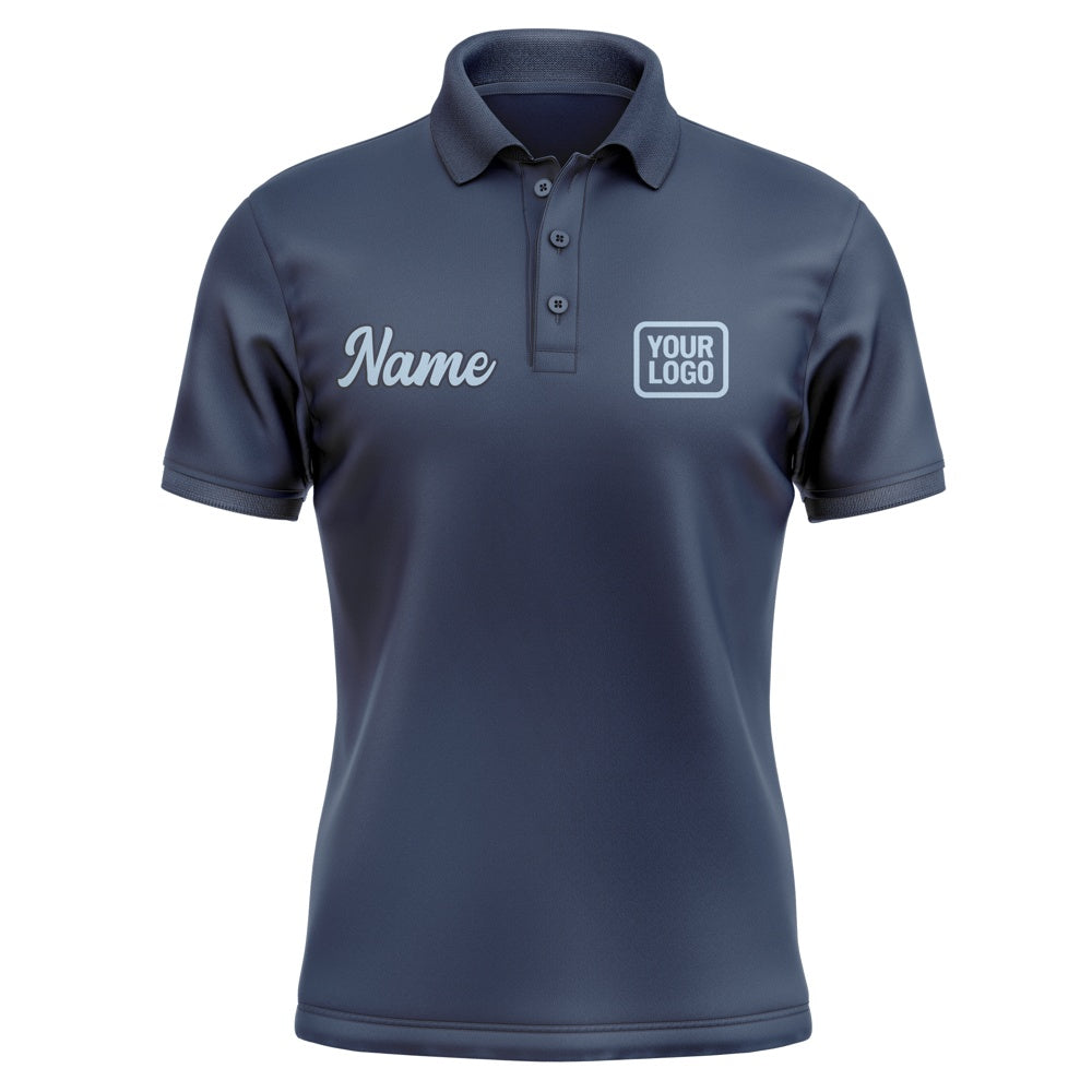 Custom Blue Light Blue Short-Sleeve Polo Shirt