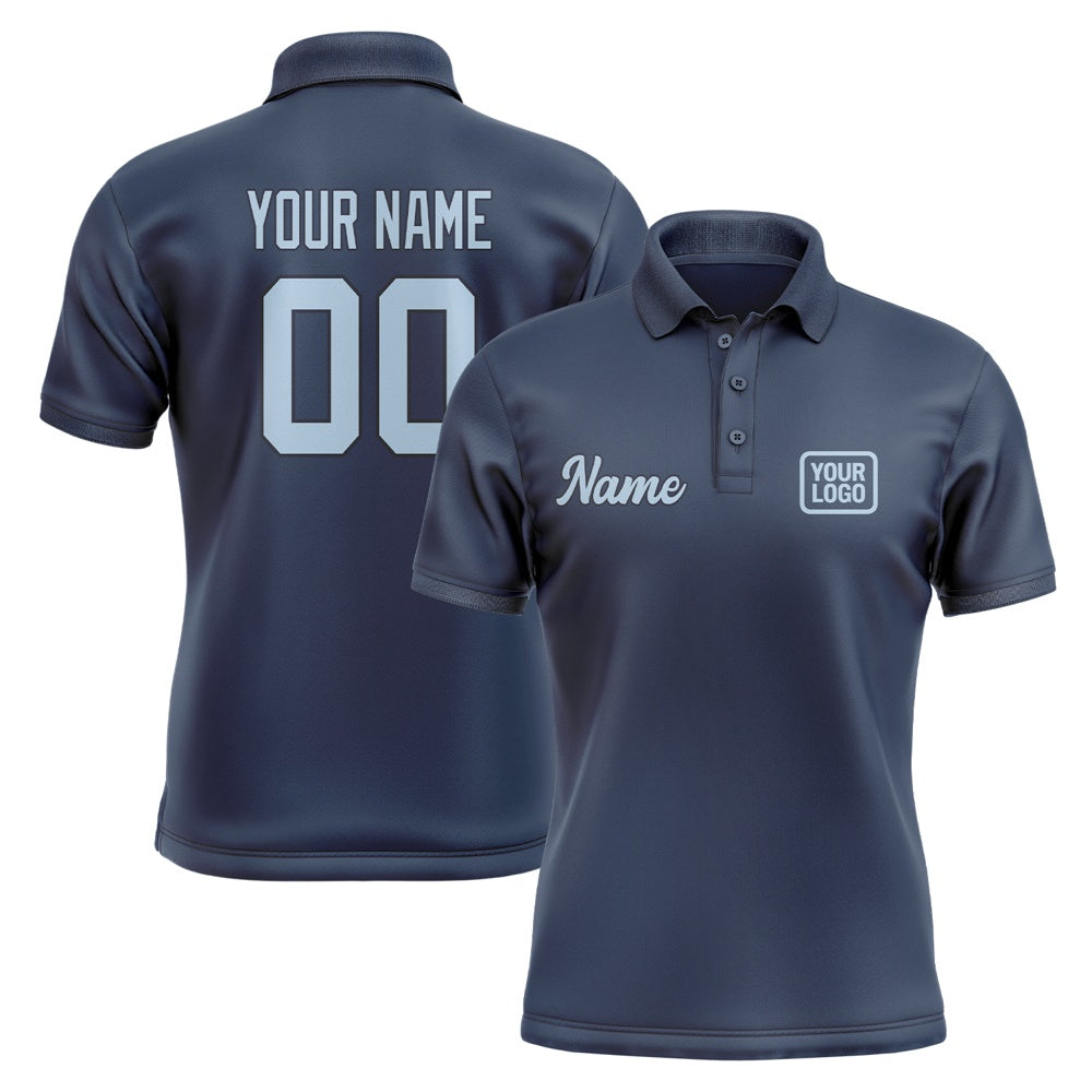 Custom Blue Light Blue Short-Sleeve Polo Shirt