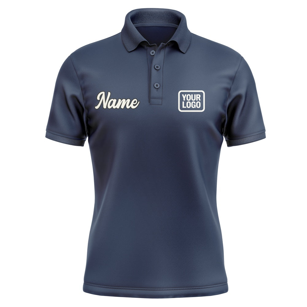 Custom Blue Cream Short-Sleeve Polo Shirt