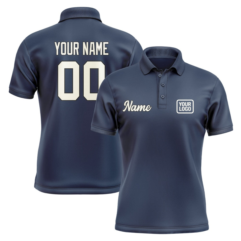 Custom Blue Cream Short-Sleeve Polo Shirt