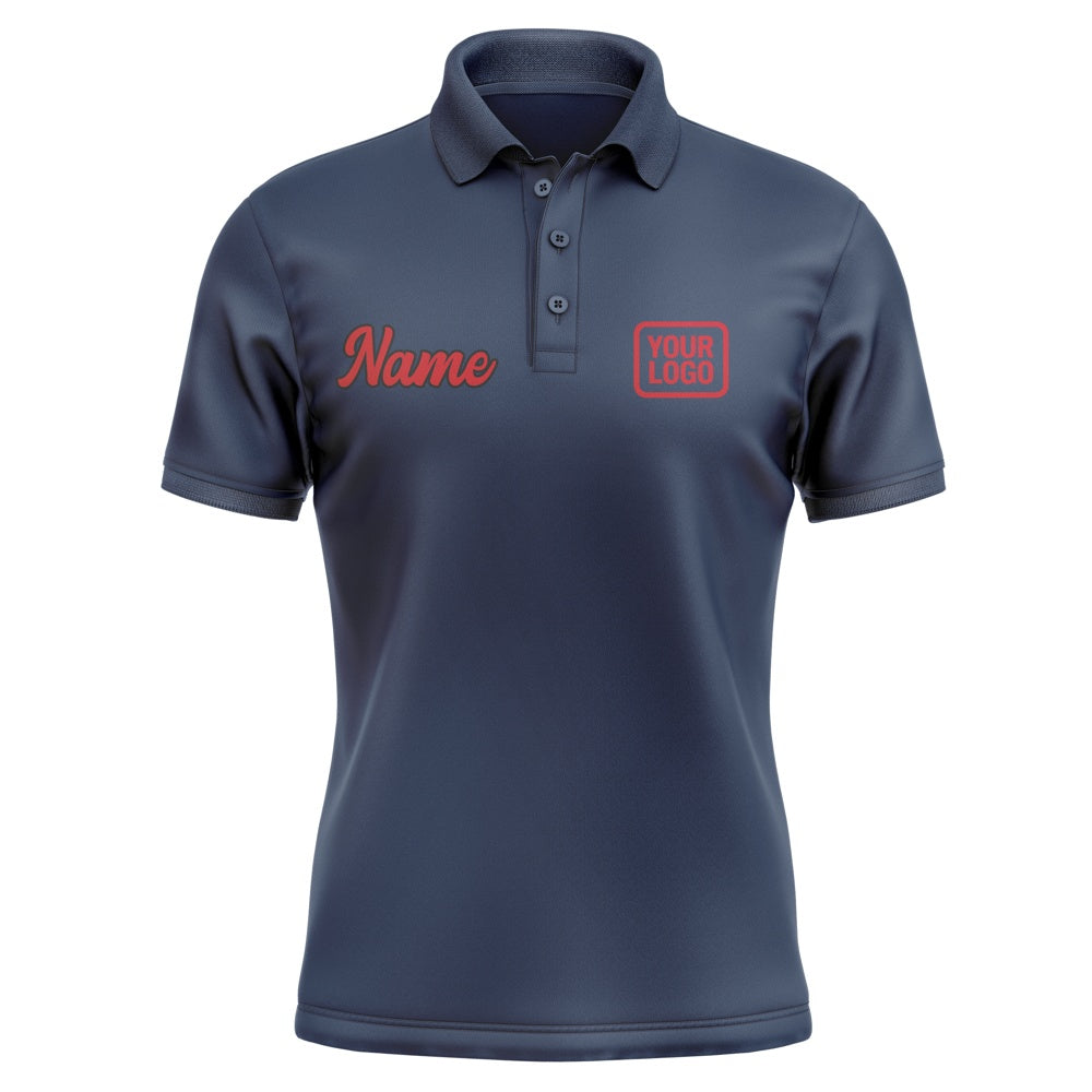 Custom Blue Red Short-Sleeve Polo Shirt