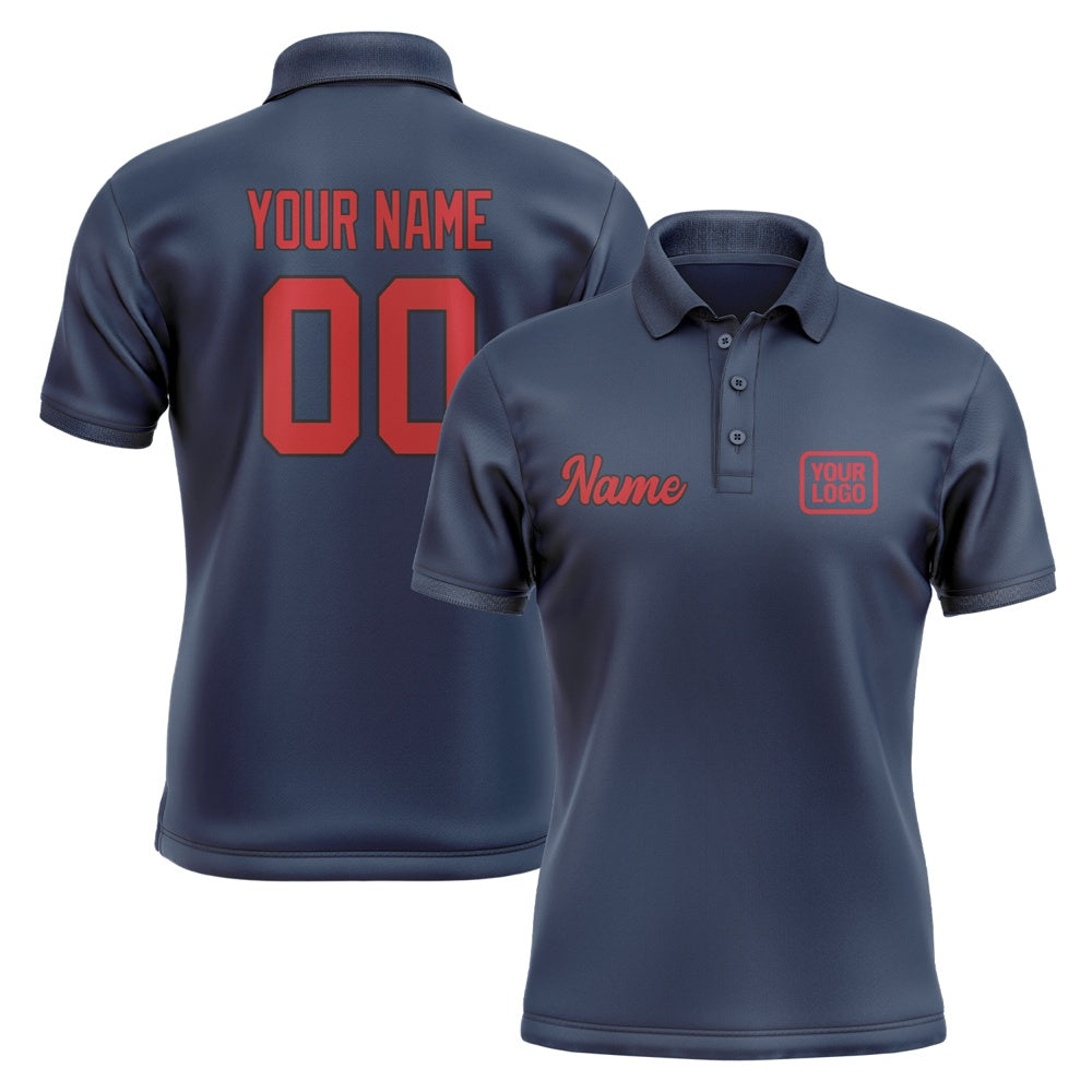 Custom Blue Red Short-Sleeve Polo Shirt
