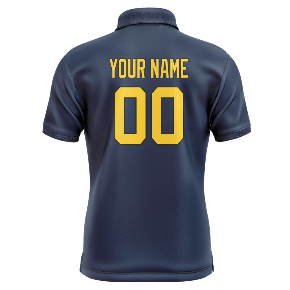 Custom Blue Gold Short-Sleeve Polo Shirt