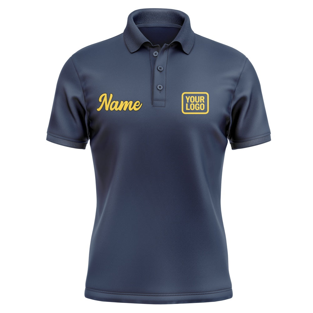 Custom Blue Gold Short-Sleeve Polo Shirt