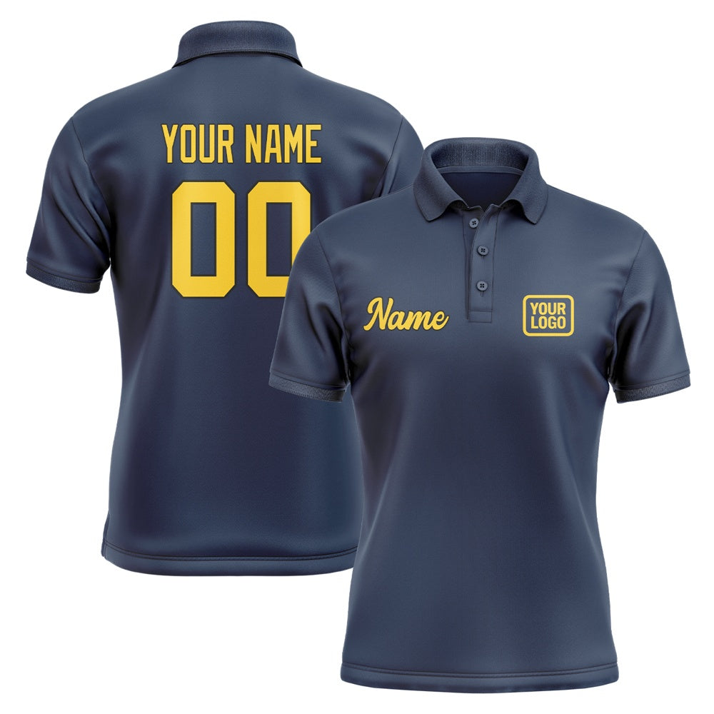 Custom Blue Gold Short-Sleeve Polo Shirt