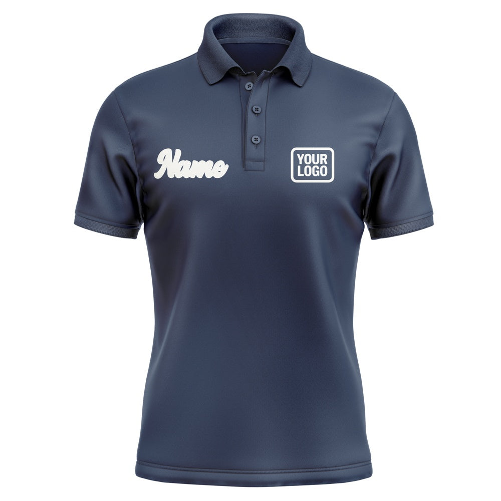 Custom Blue White Short-Sleeve Polo Shirt