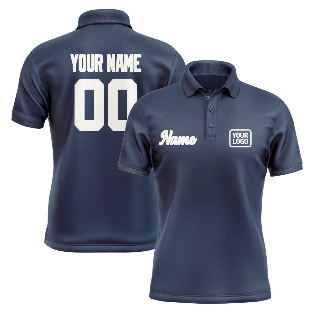 Custom Blue White Short-Sleeve Polo Shirt