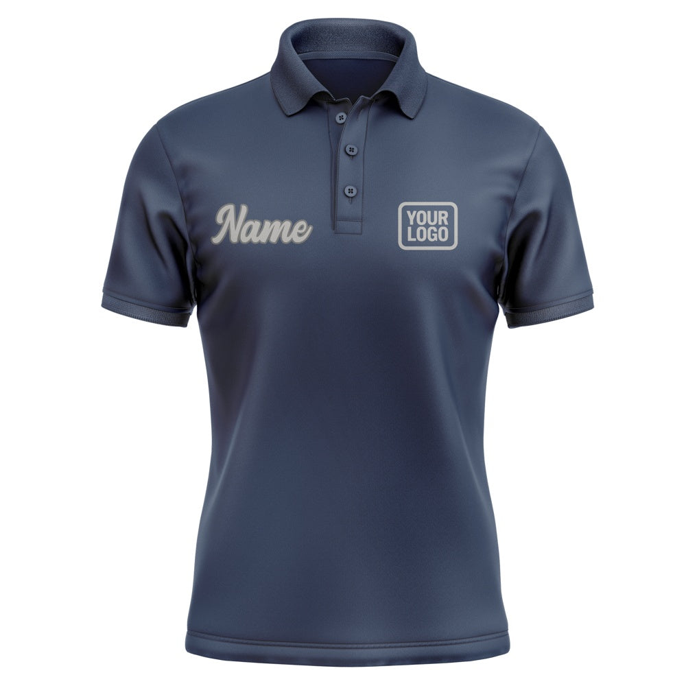 Custom Blue Gray Short-Sleeve Polo Shirt