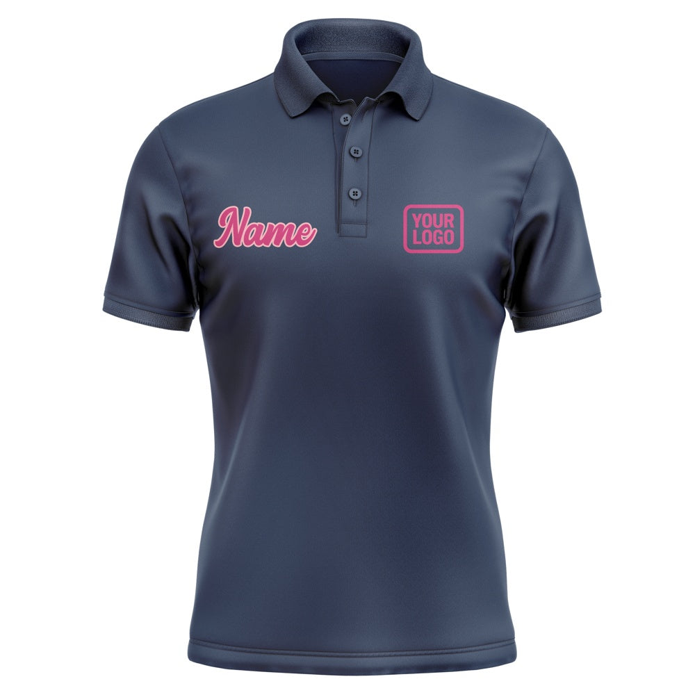 Custom Blue Pink Short-Sleeve Polo Shirt