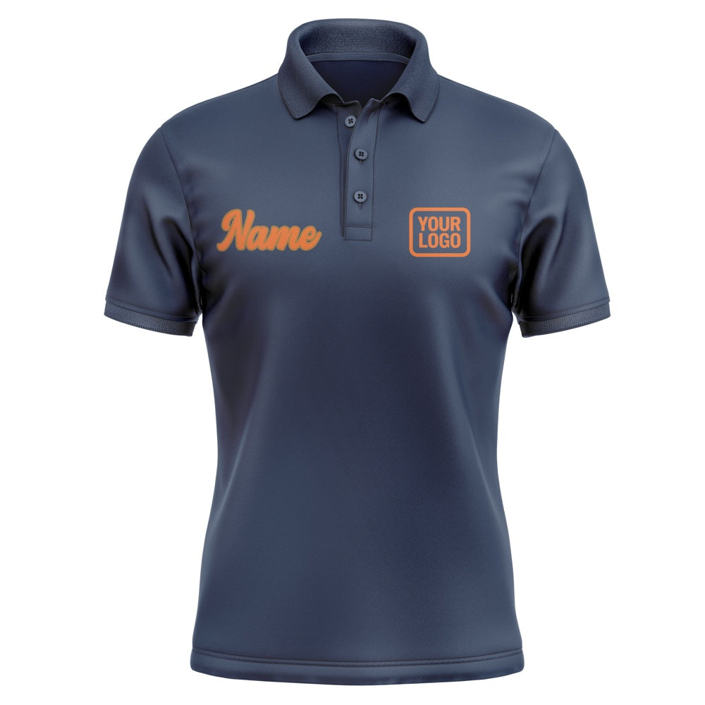 Custom Blue Orange Short-Sleeve Polo Shirt