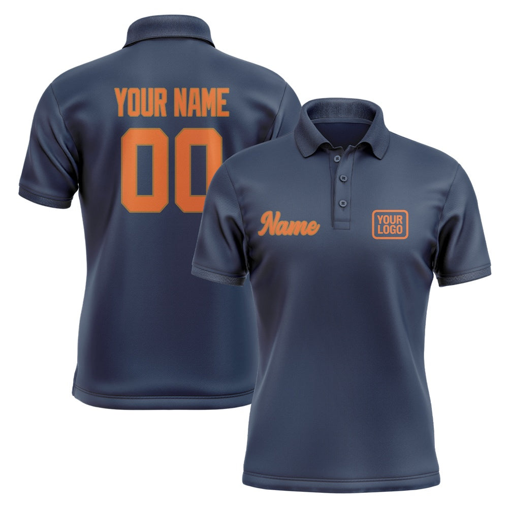 Custom Blue Orange Short-Sleeve Polo Shirt