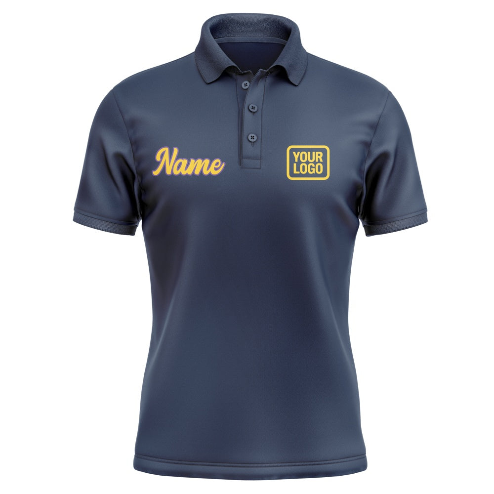 Custom Blue Gold Short-Sleeve Polo Shirt