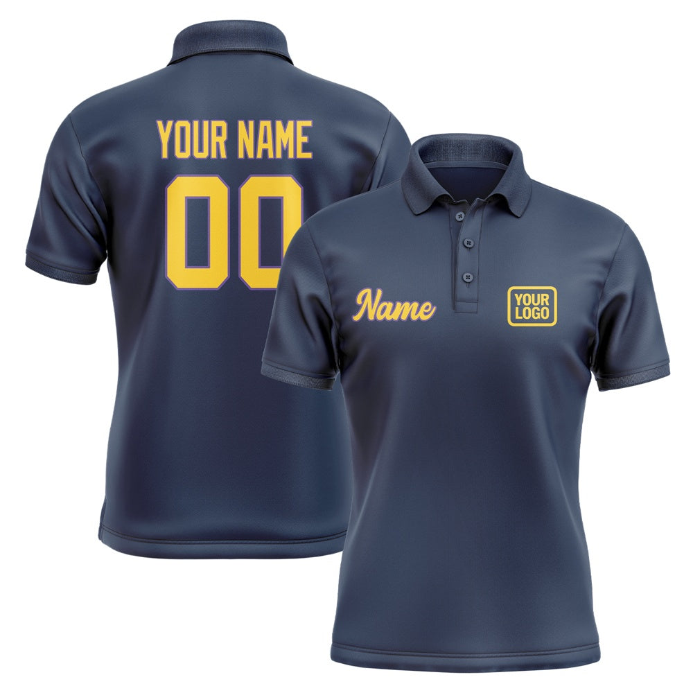 Custom Blue Gold Short-Sleeve Polo Shirt
