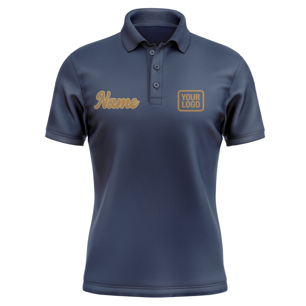 Custom Blue Khaki Short-Sleeve Polo Shirt