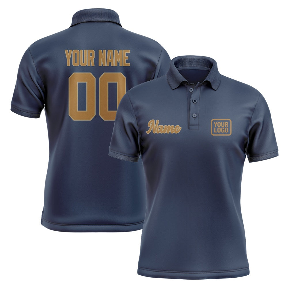 Custom Blue Khaki Short-Sleeve Polo Shirt
