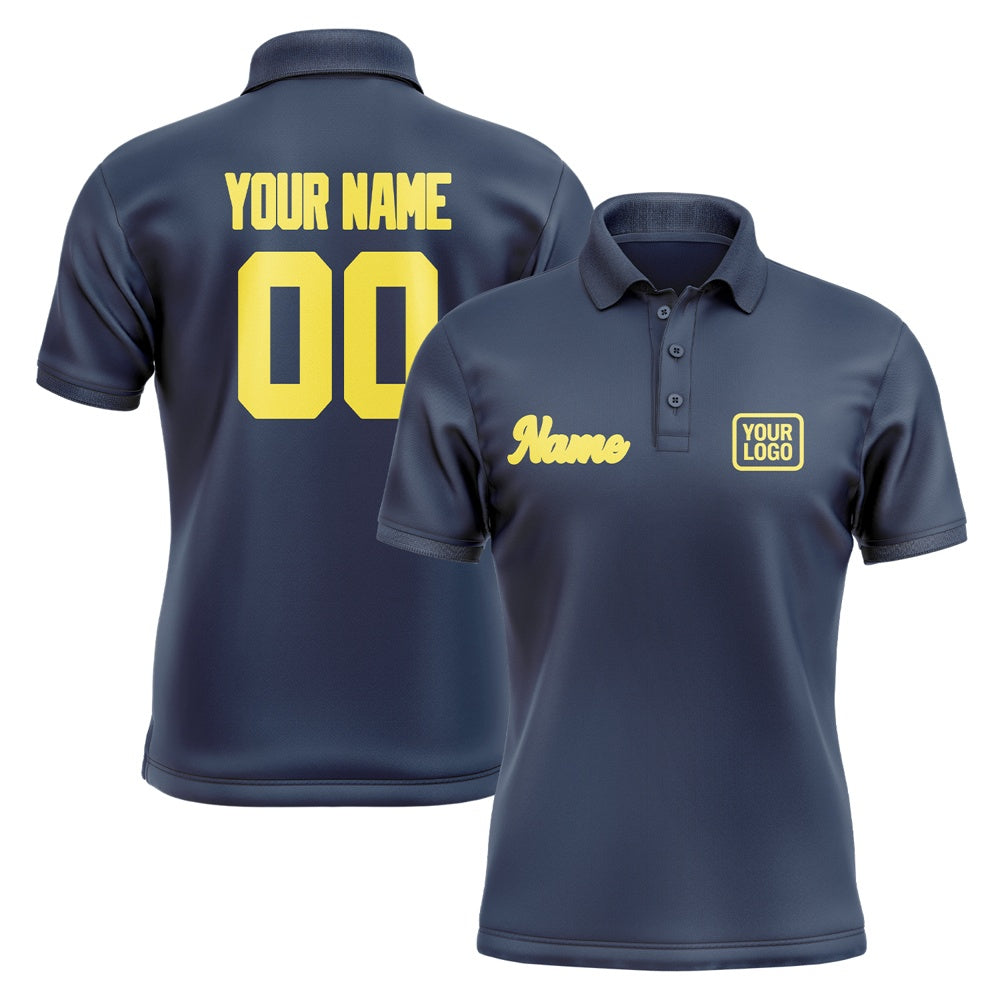 Custom Blue Light Yellow Short-Sleeve Polo Shirt